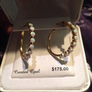 Opal hoop earrings